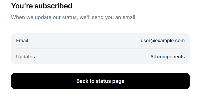 Email subscription confirmed