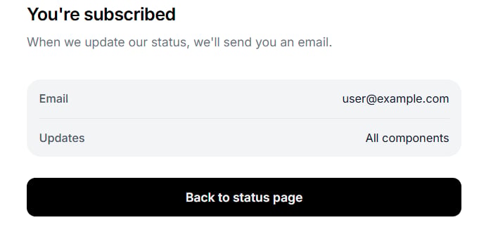 Email subscription confirmed