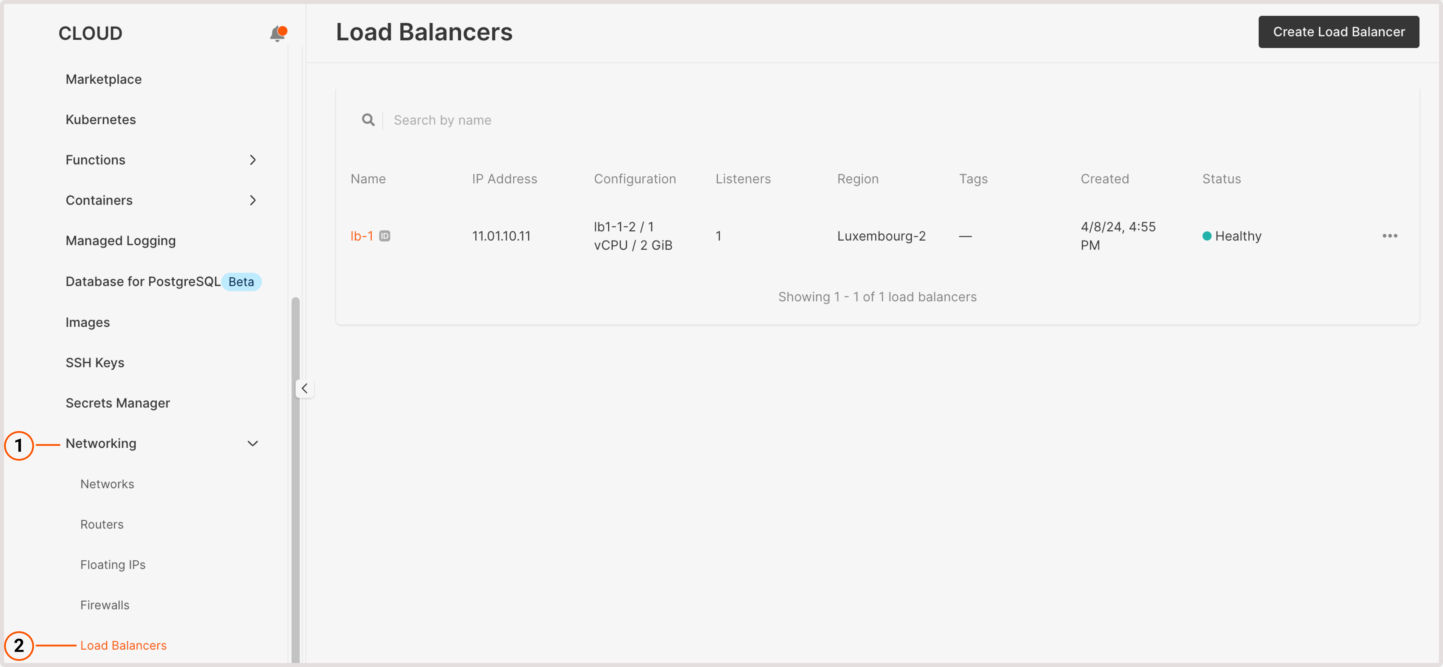 Load balancers list
