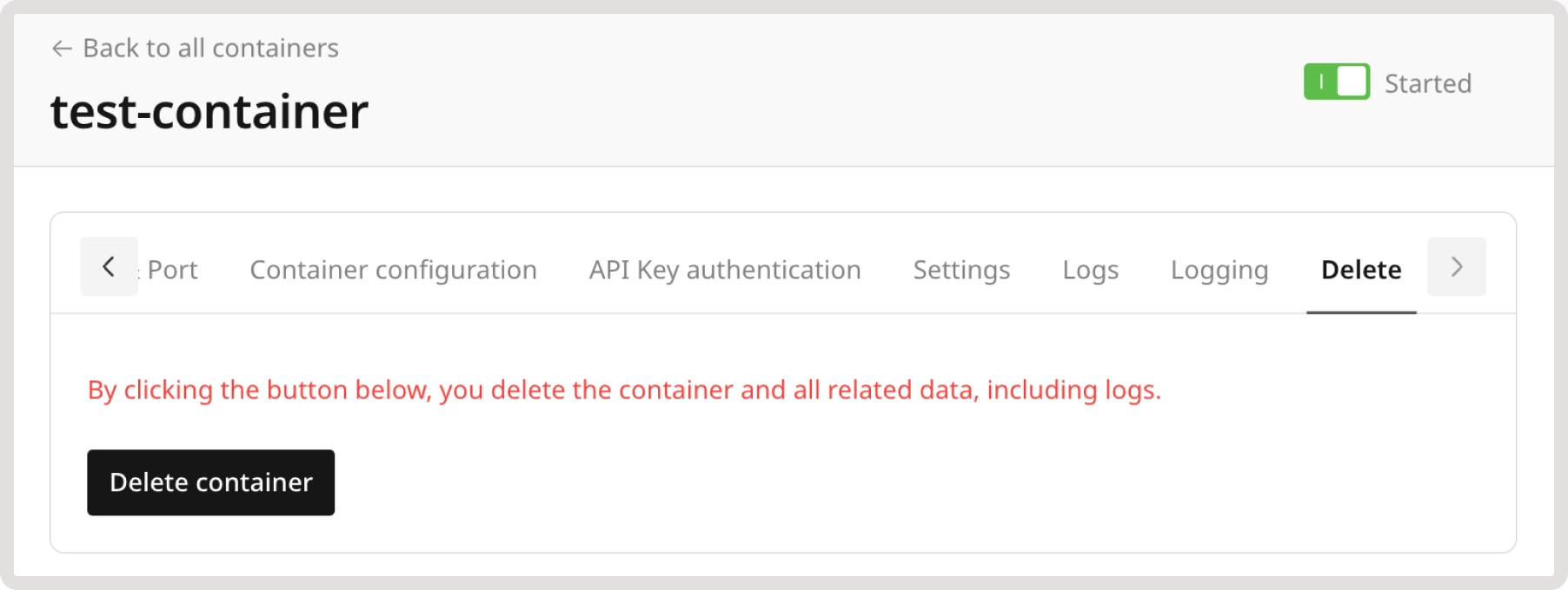 Container deletion