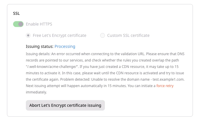 Processing with issue status