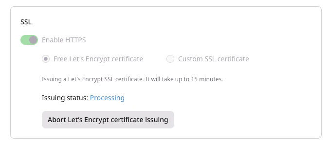Processing status