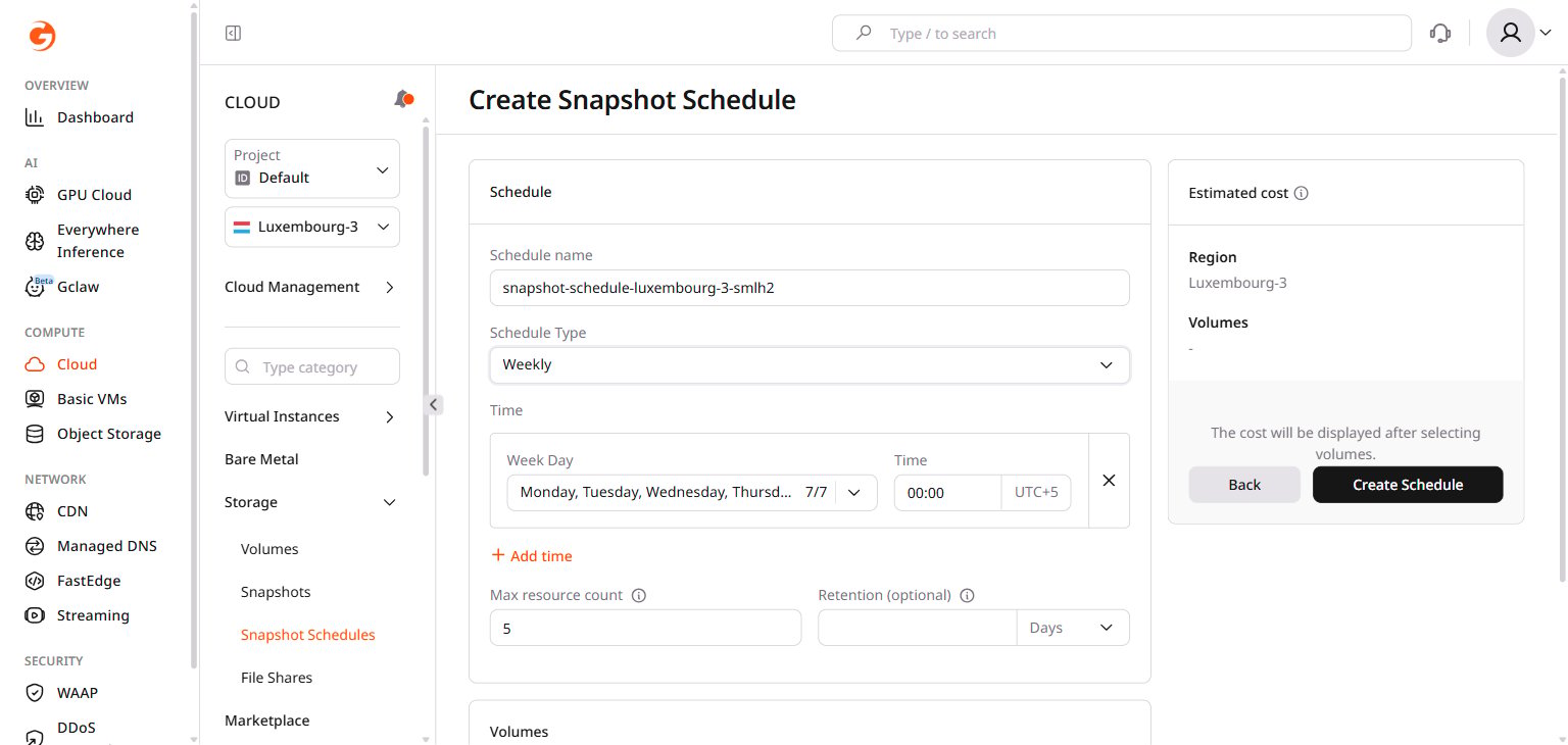 Weekly schedule fields with week day selector and time field