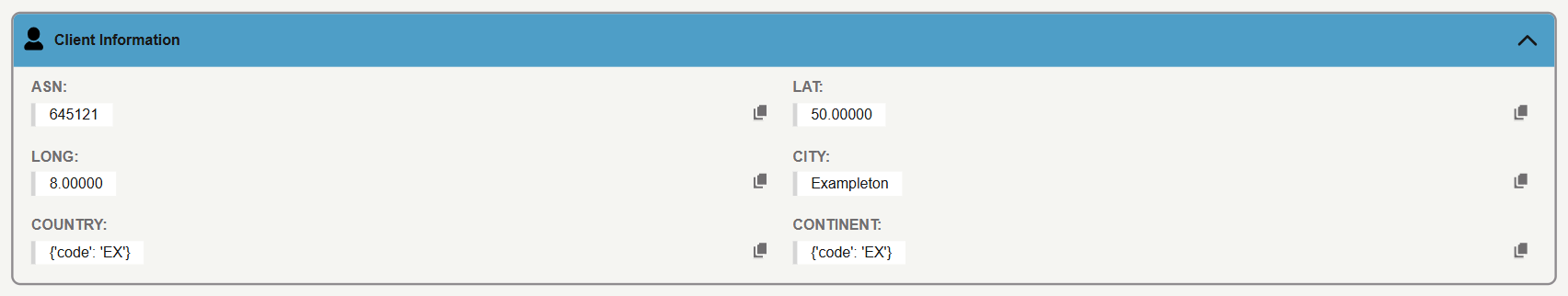 Client network and location for that request