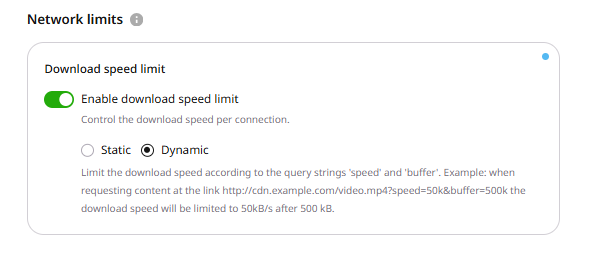 Dynamic mode description with speed and buffer query argument example