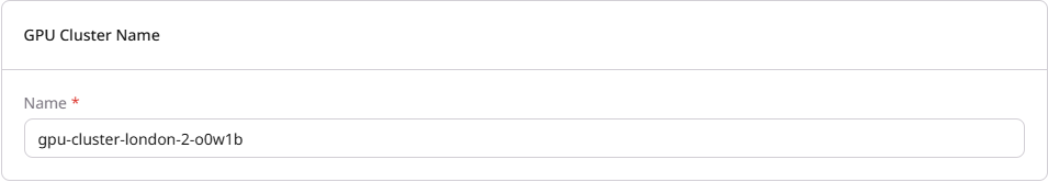 GPU Cluster Name section with name input field
