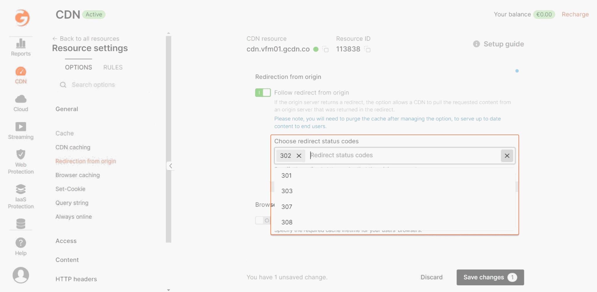 Redirect status codes