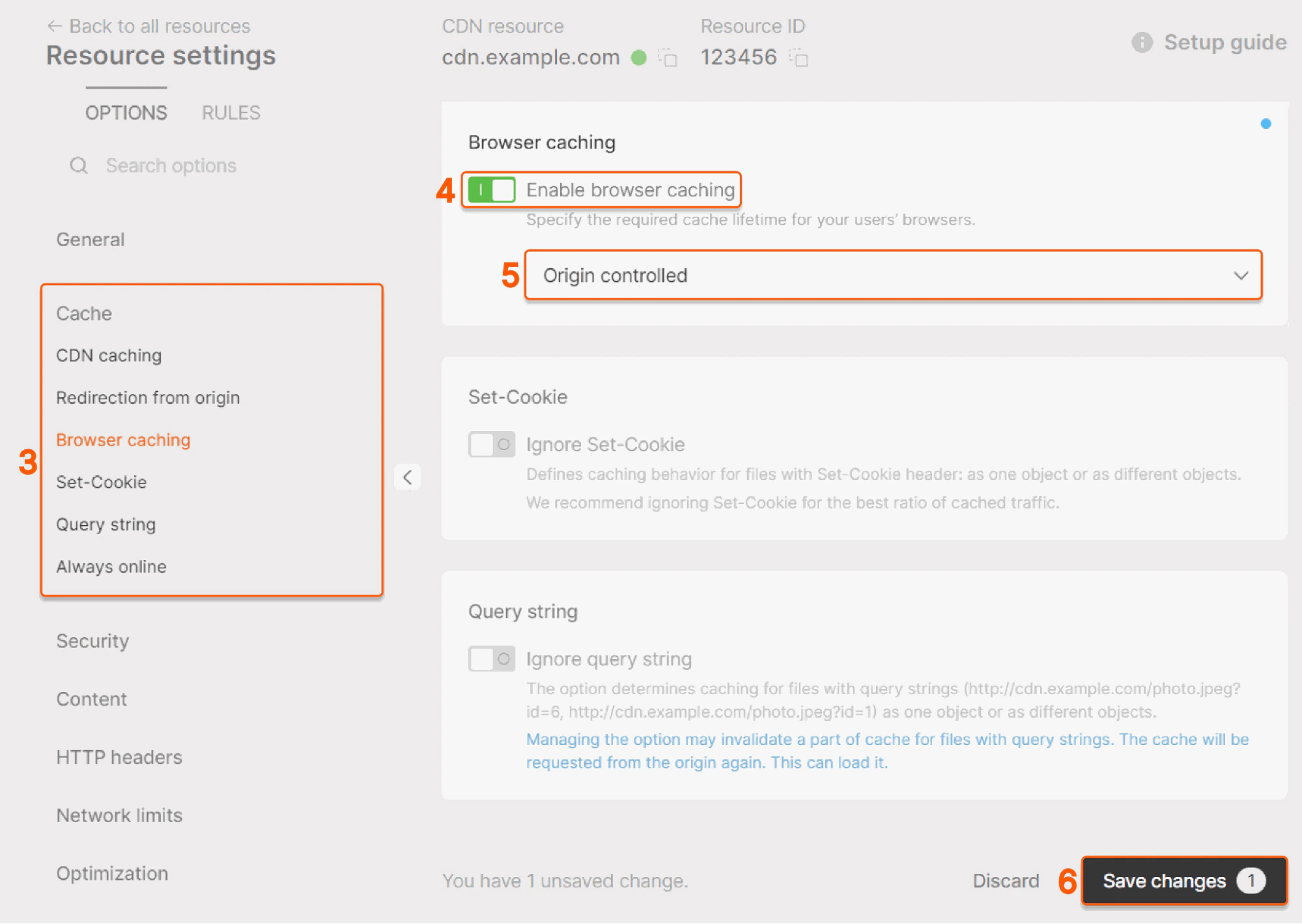 Configure Browser Caching Option