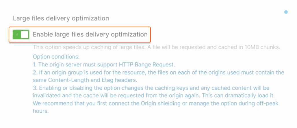 Enable Large files delivery optimization