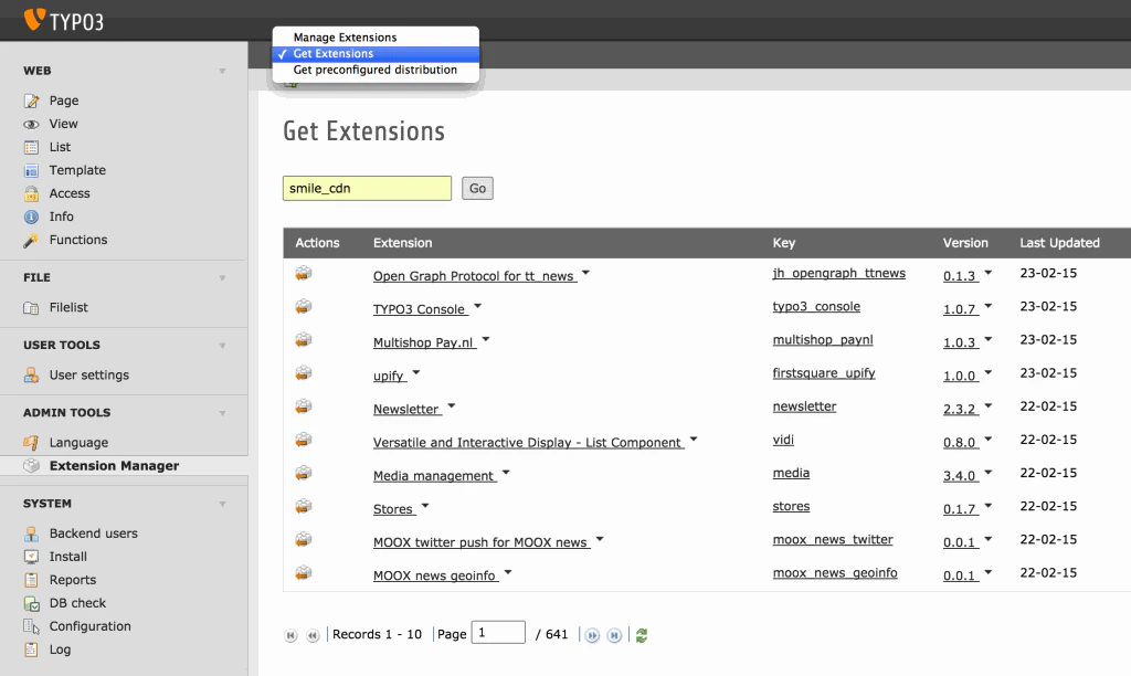 Extension Manage