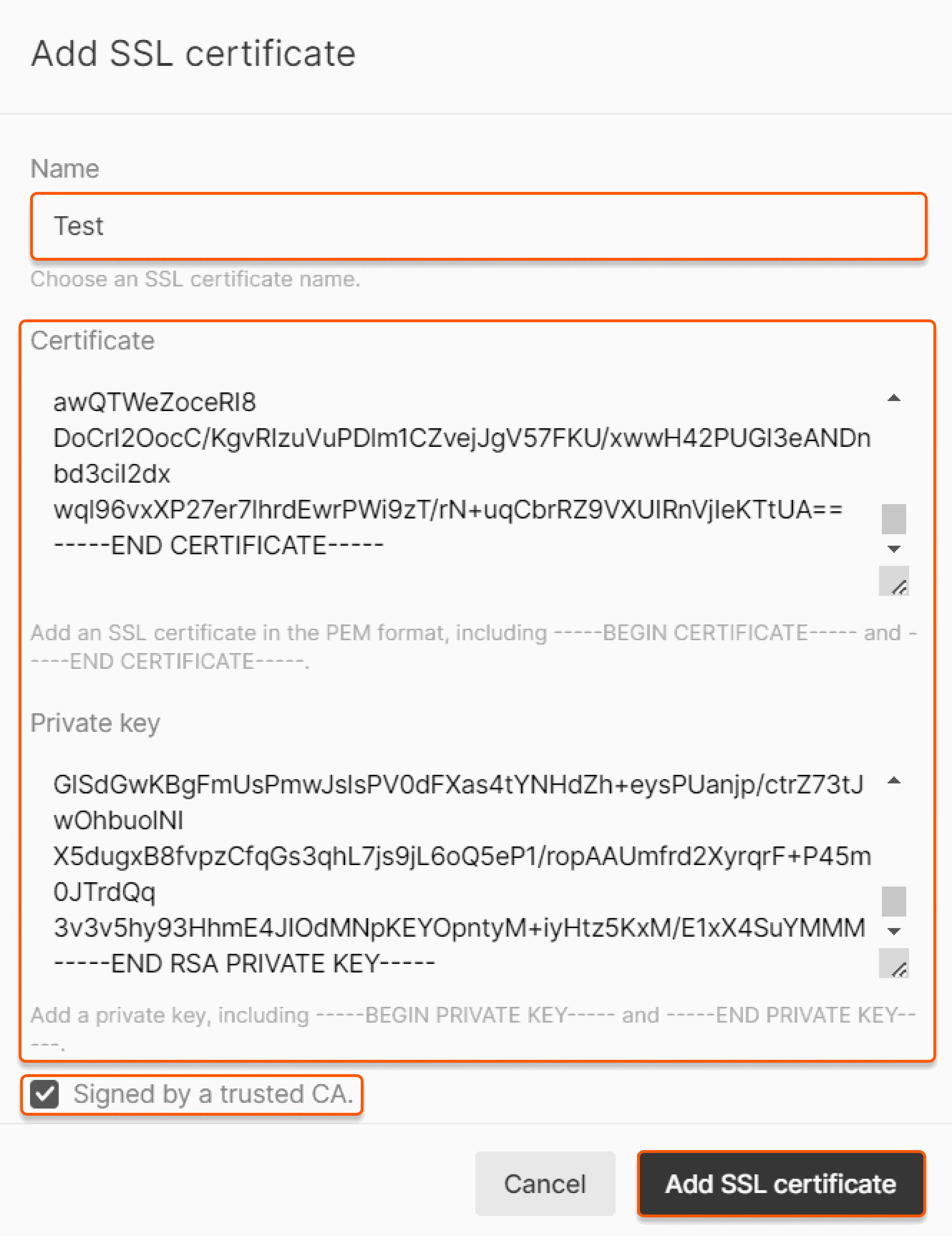 Add SSL certificate