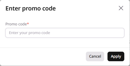 Enter promo code dialog
