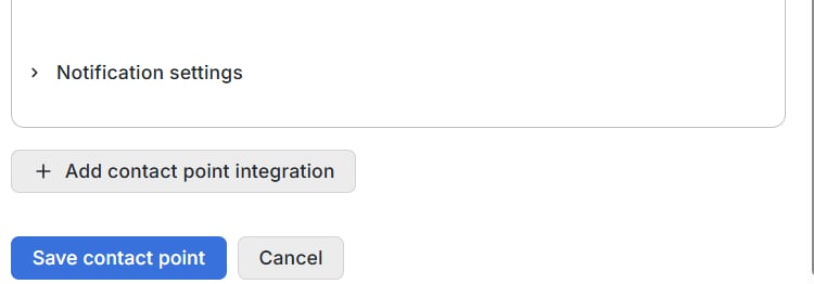 Save contact point and add another integration