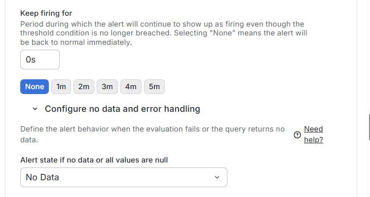 Keep firing set to None and the no-data state set to No Data