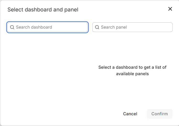 Dialog to link a dashboard and a panel