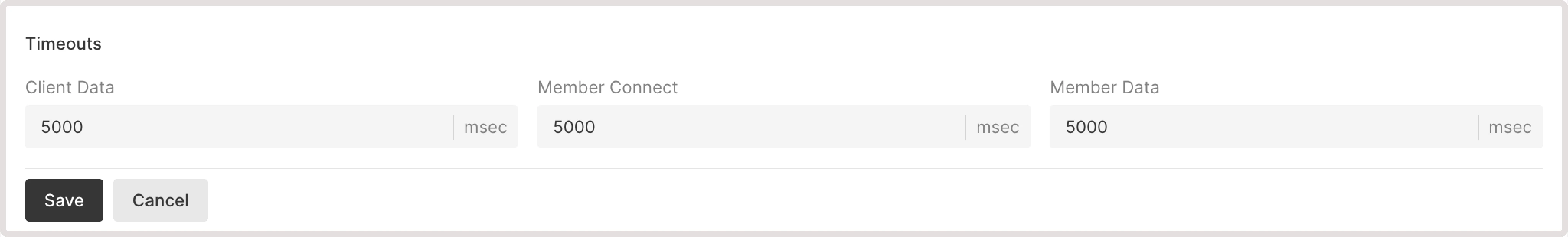 Listeners tab with timeouts settings