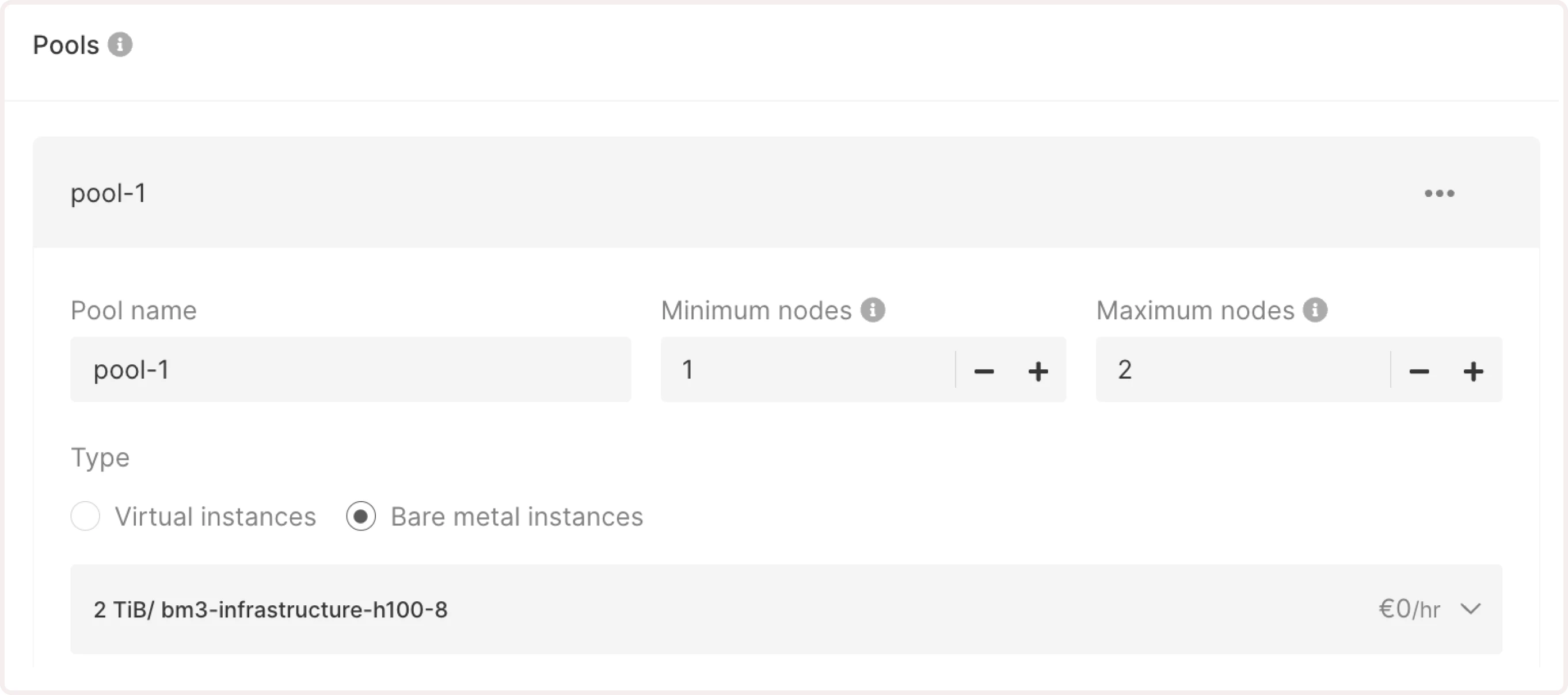 Pools configuration section on the Create Kubrnetes cluster page.jpg