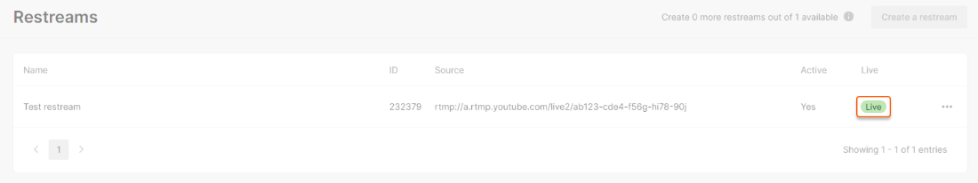 Restreams page