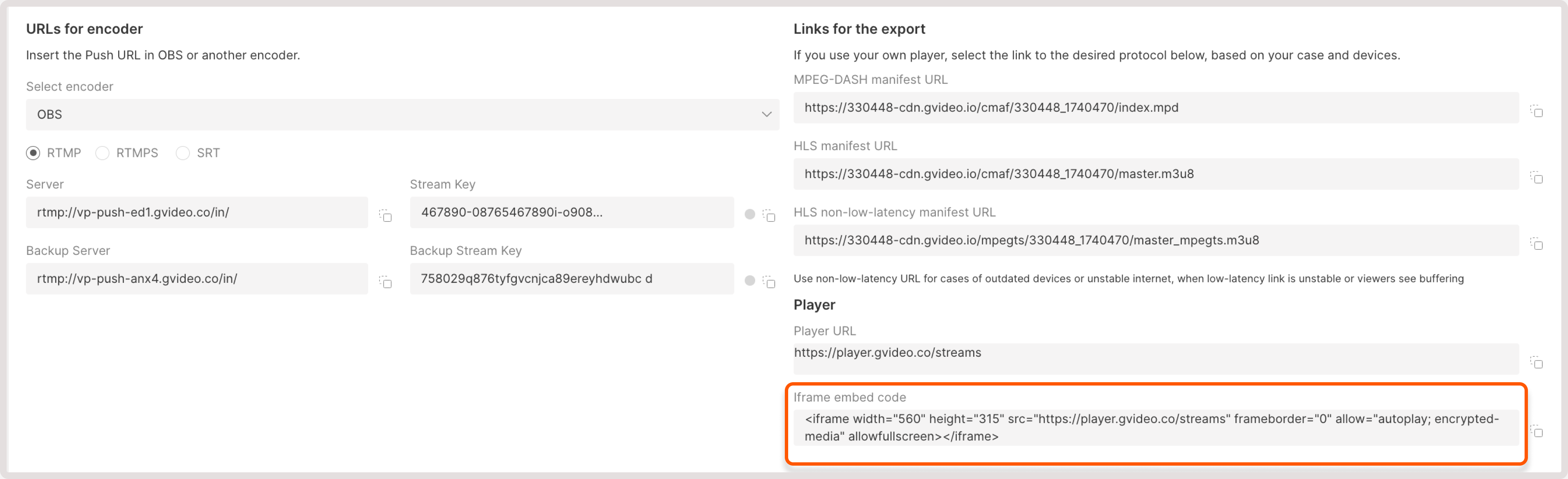 Export tab