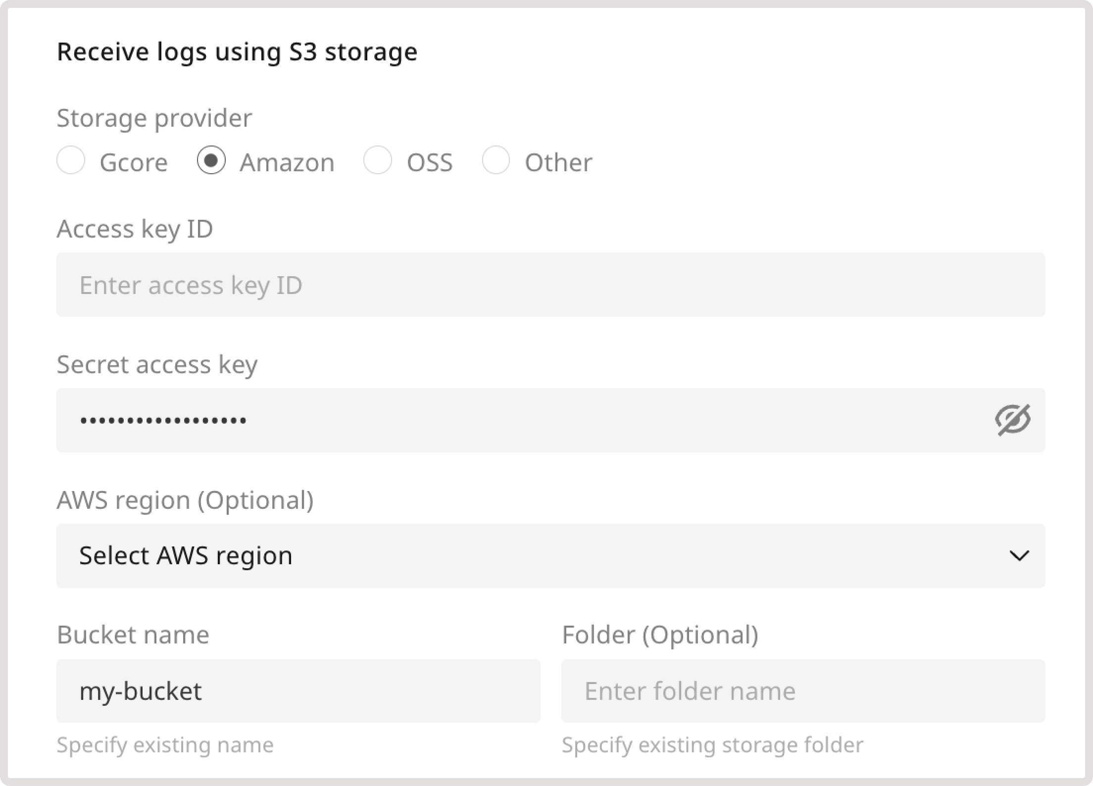 Receive logs to AWS