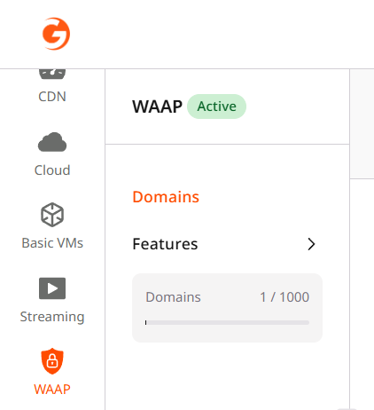 WAAP Domain navigation menu