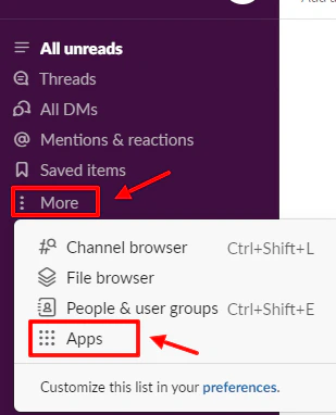 Click more in Slack