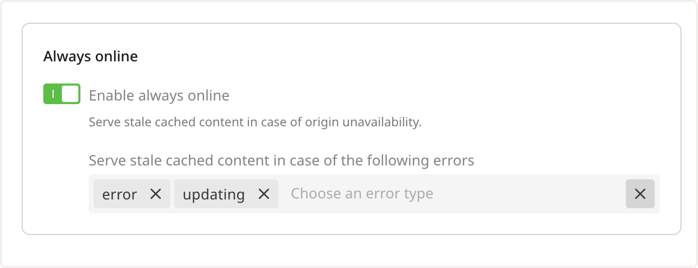 Always Online toggle enabled