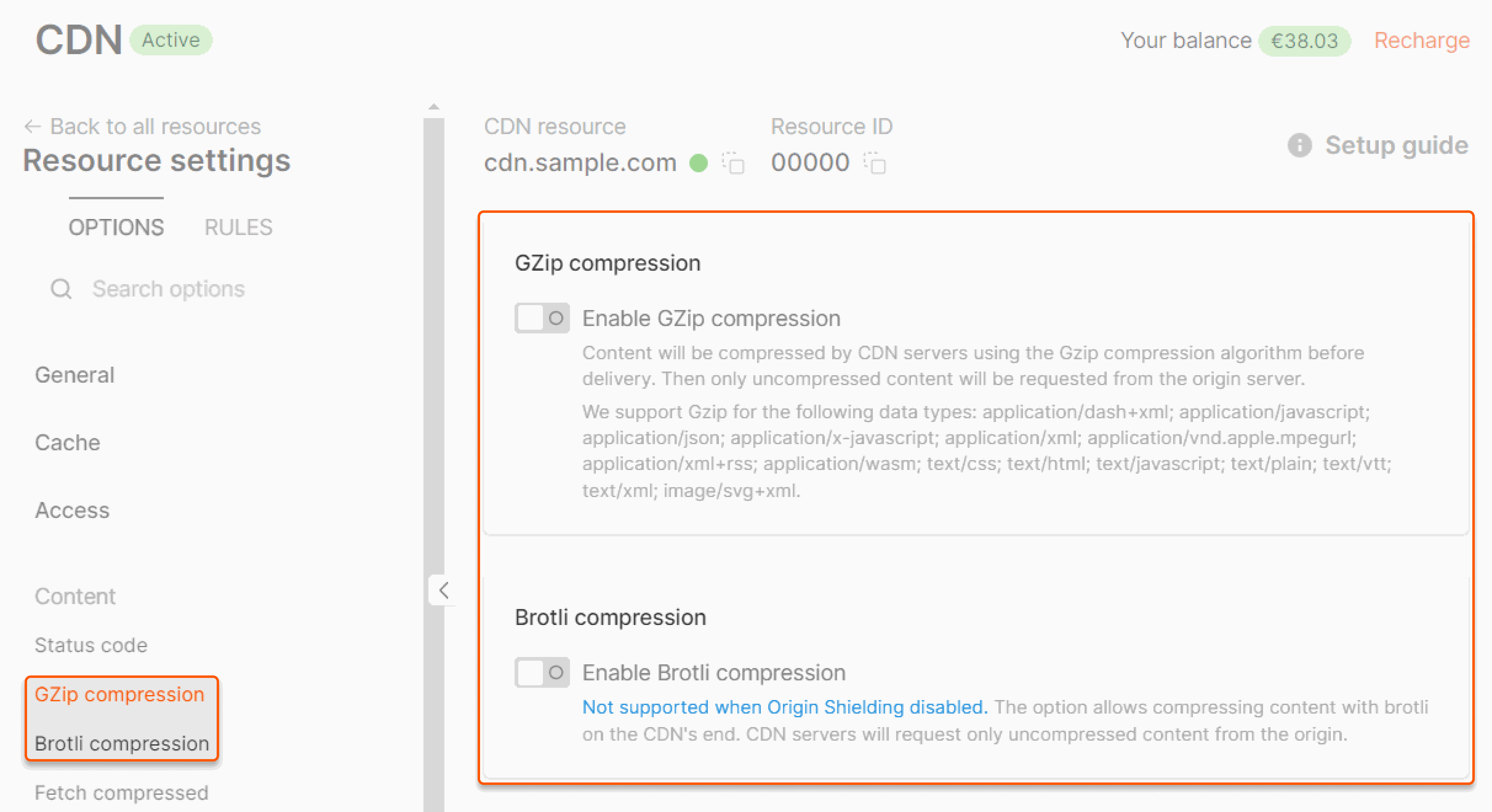 Gzip and Brotli compression
