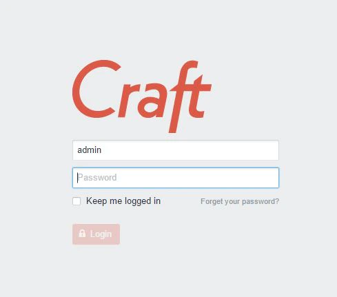 Craft admin panel login