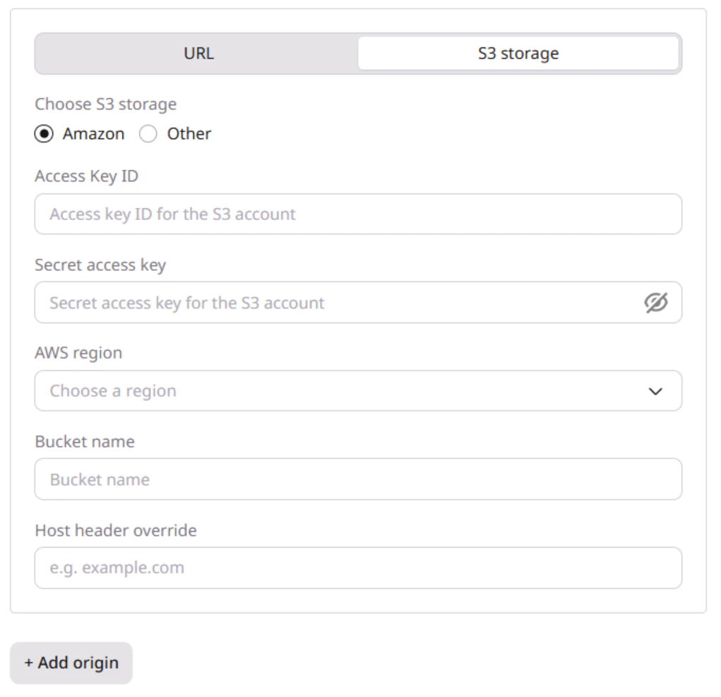 Amazon S3 authentication for a new origin