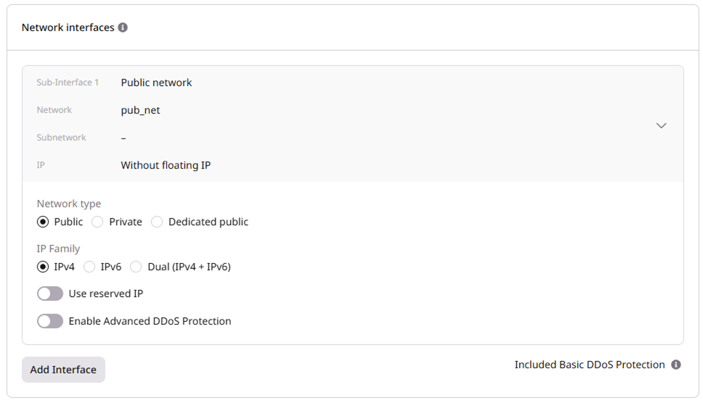 Network interfaces configuration