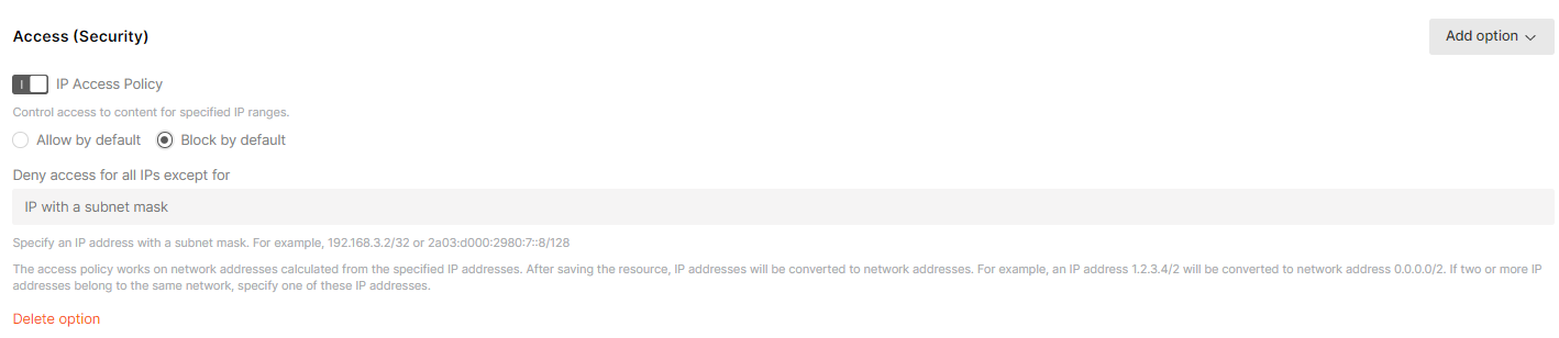 Allow IP policy