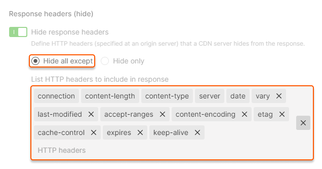 Hide all except