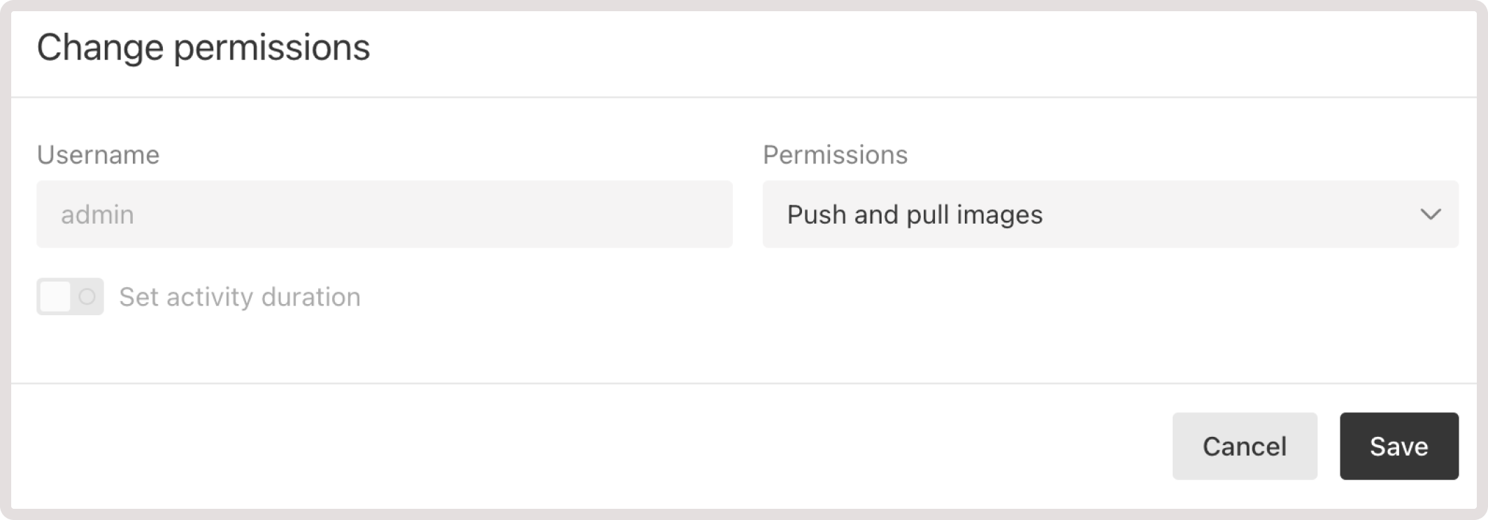 Change permissions dialog