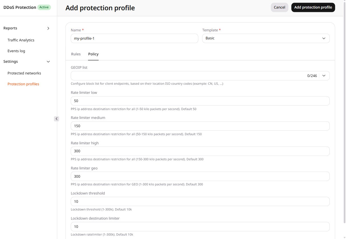 Protection profile Policy tab