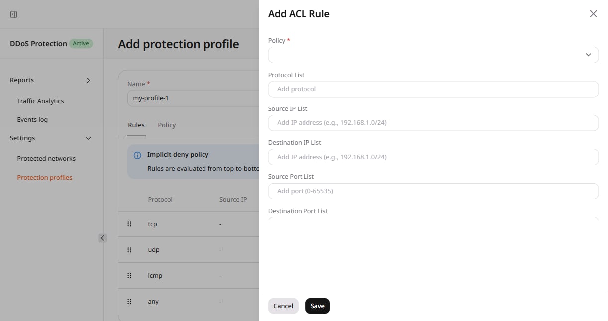 Add ACL Rule dialog