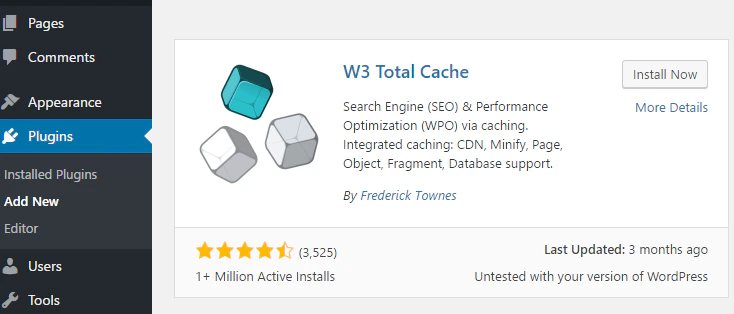 Install the W3 Total Cache plugi