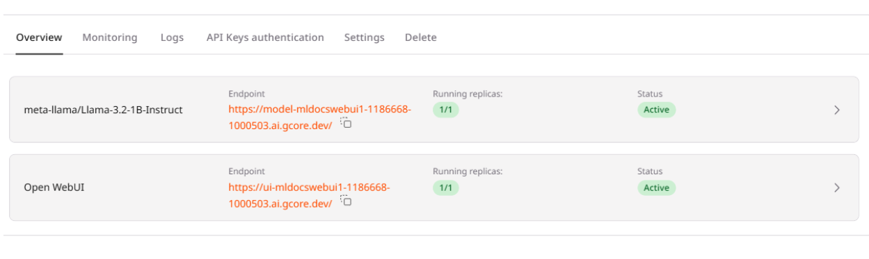 Deployment overview showing both endpoints