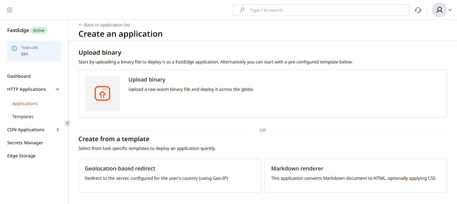 Create from a template section with Geolocation-based redirect and Markdown renderer