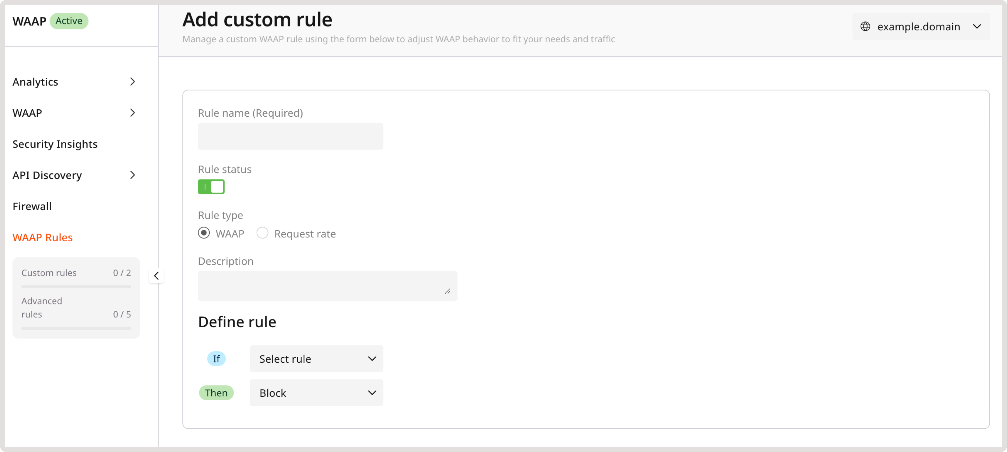 Add custom rule page in the Customer Portal