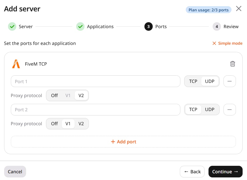 Step 3 showing port, protocol, and Proxy protocol settings