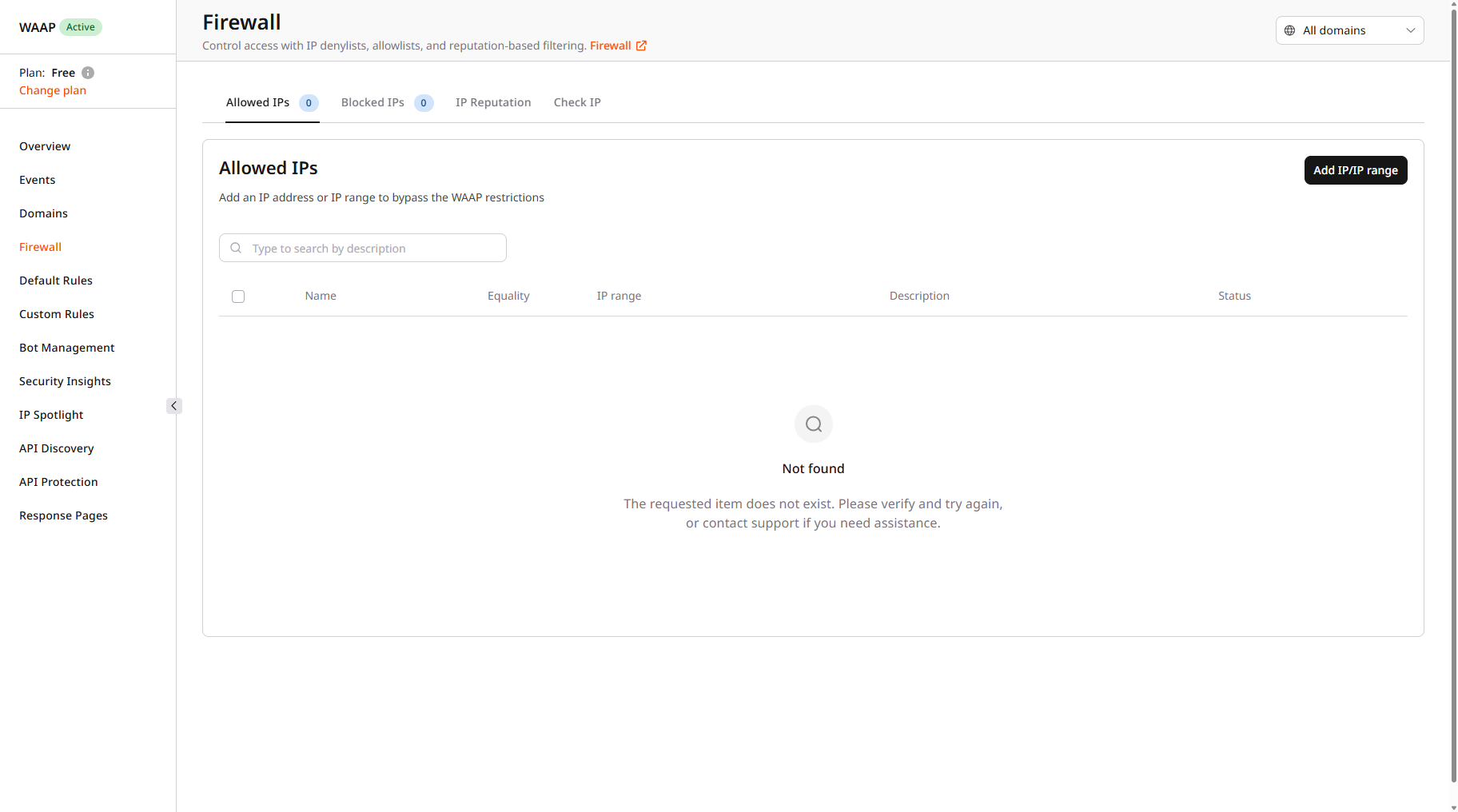 Firewall page in the Customer Portal