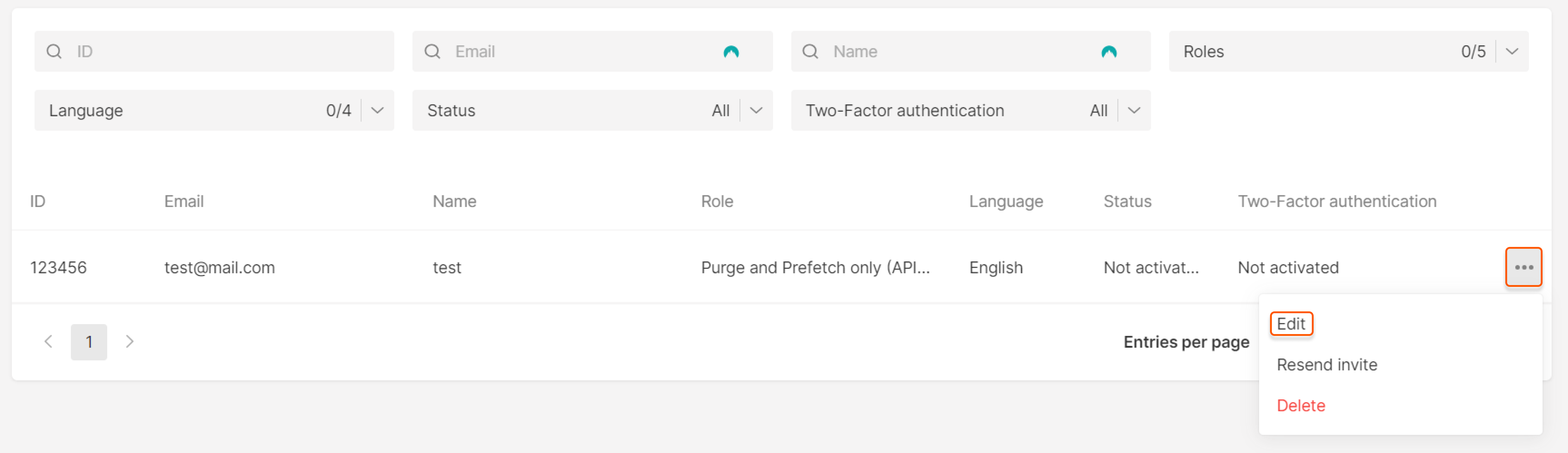 Edit a user from the Users page