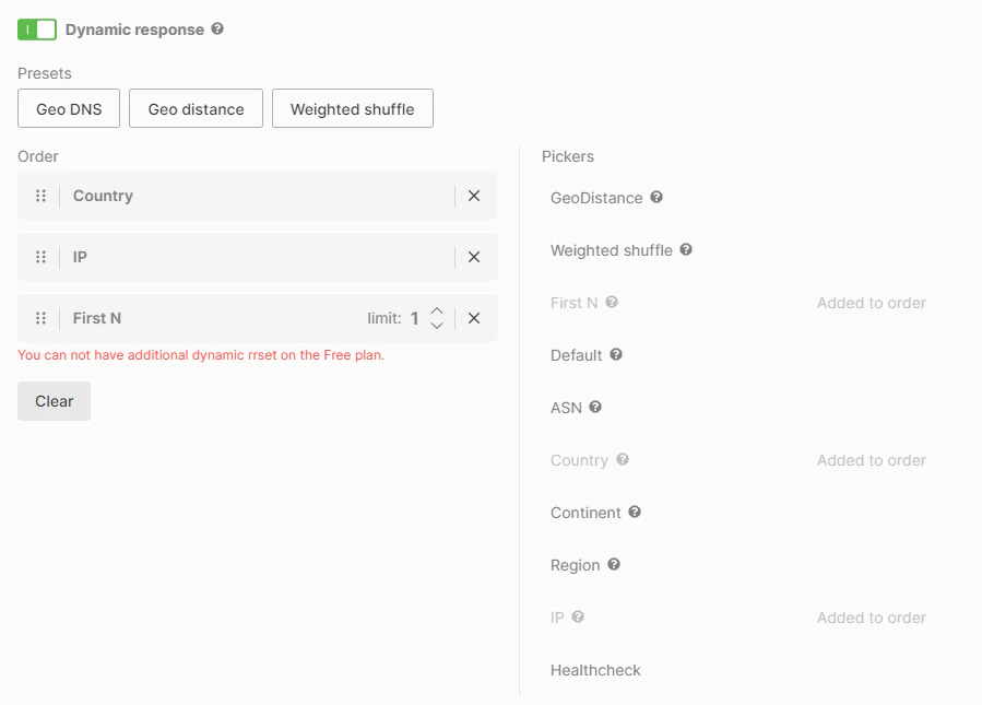 Dynamic response configuration