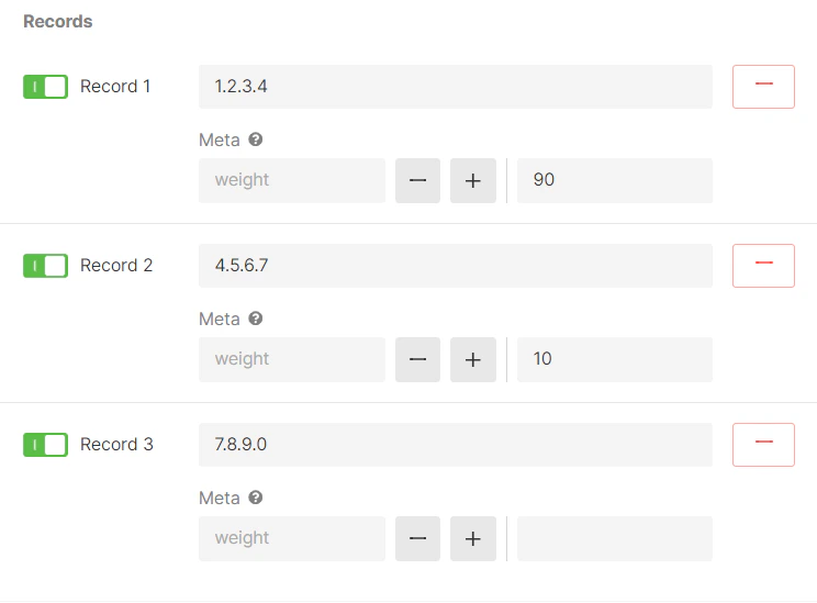 Configure records for weighted shuffle usage