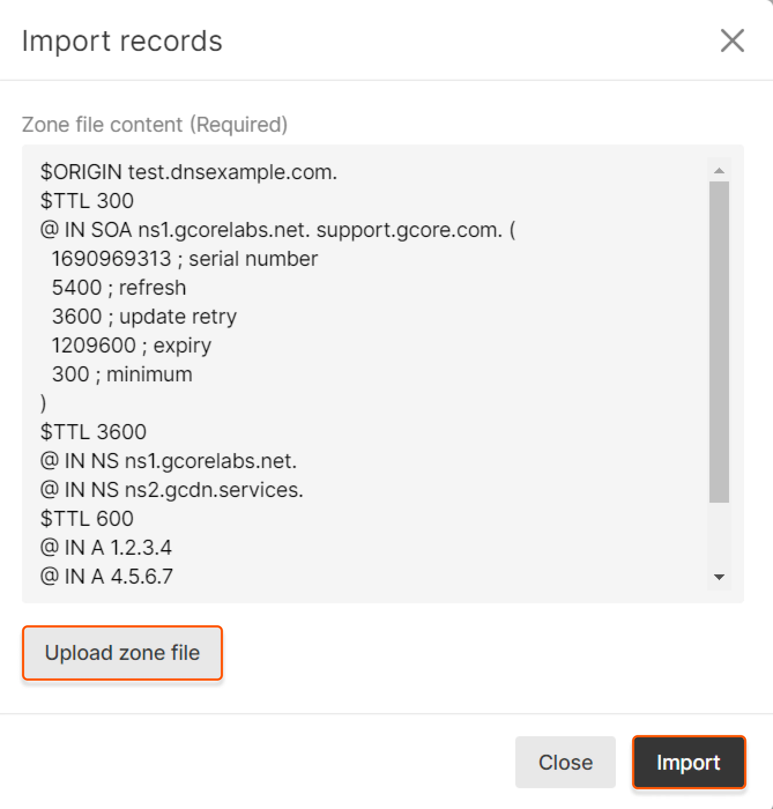 Import records