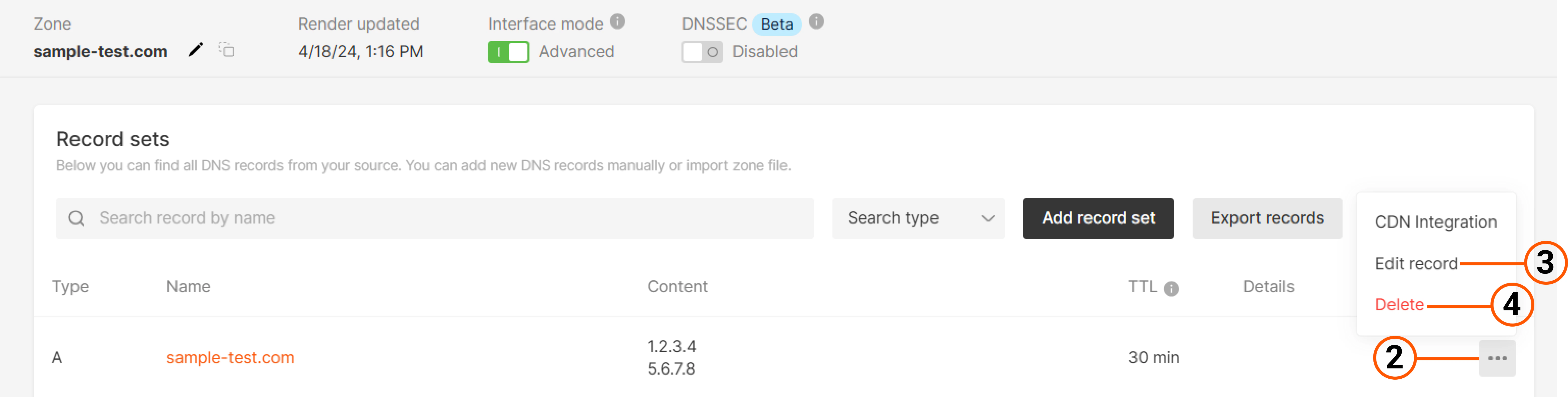 Manage DNS records