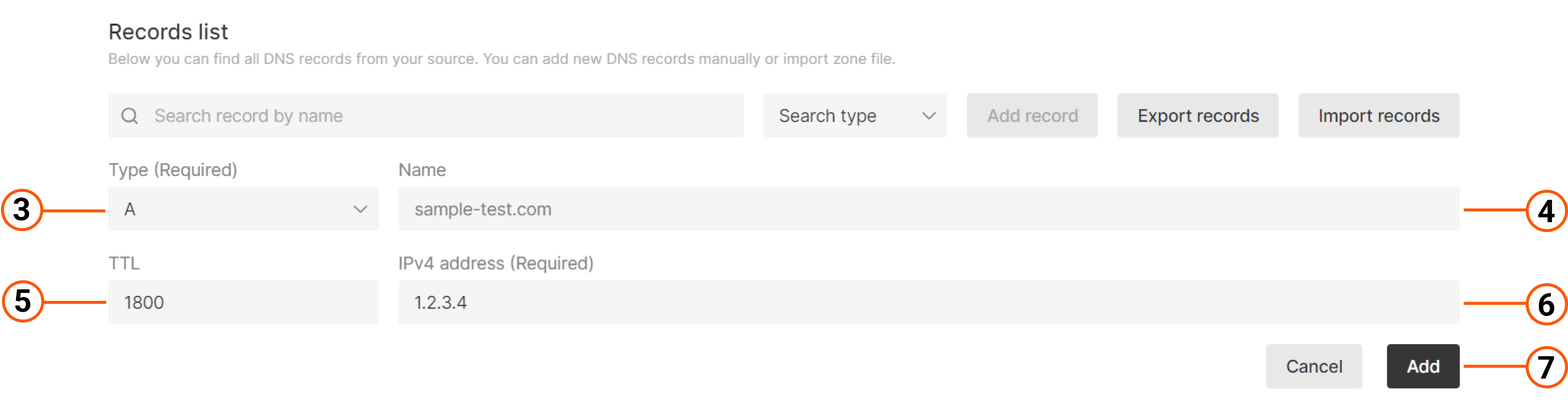 DNS record configuration