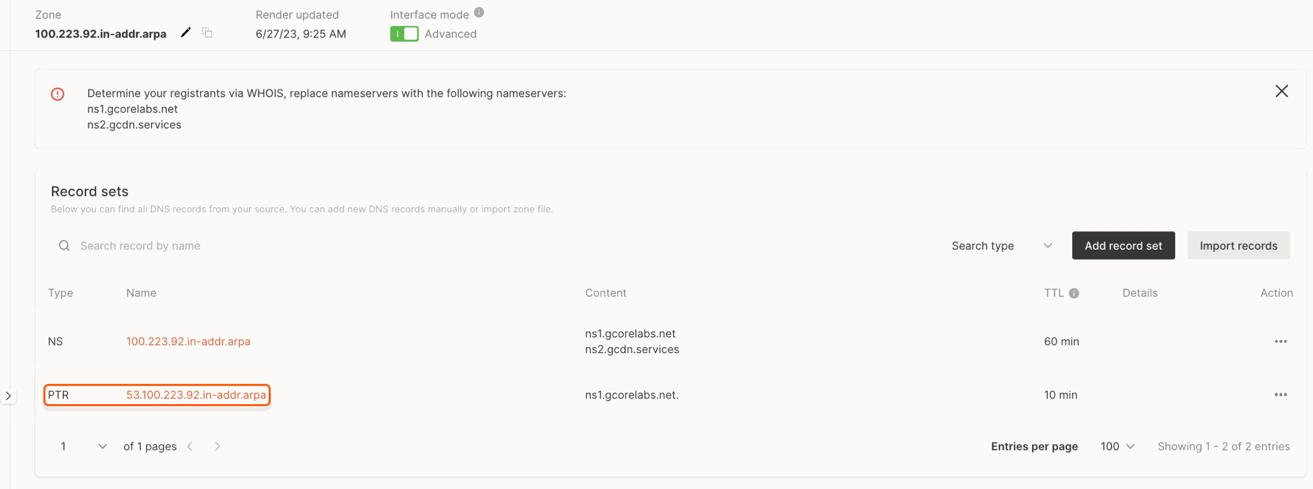 Configure reverse DNS zone and PTR record