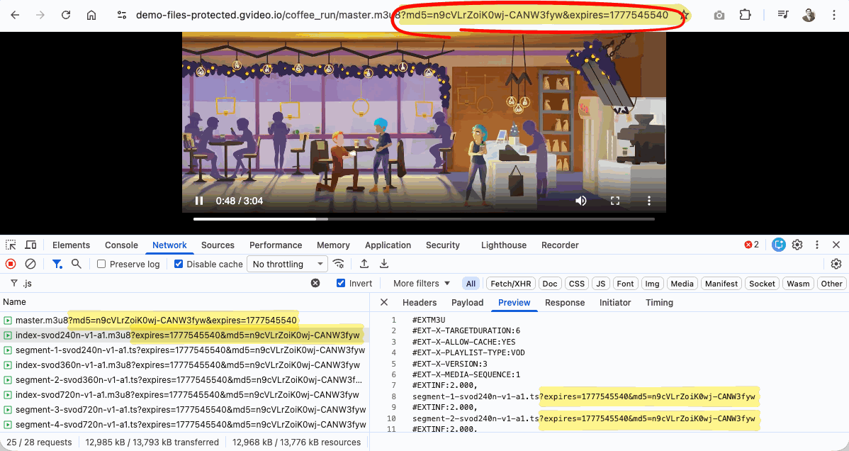 Query string parameters are inserted into manifest body links automatically